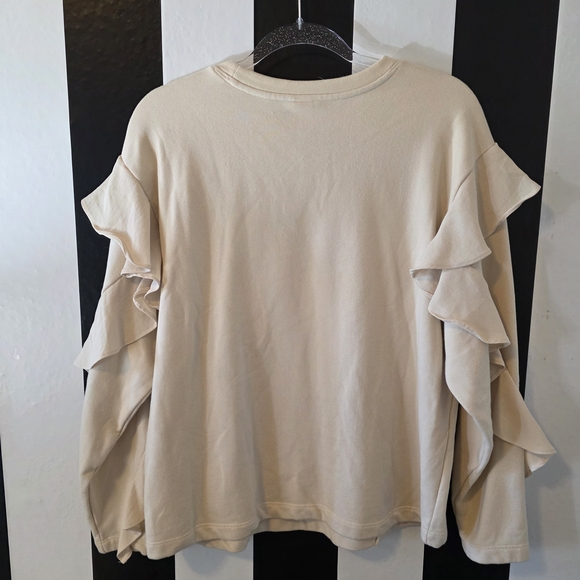 a new day Cream Ruffle Sleeve Sweatshirt - Picture 4 of 5